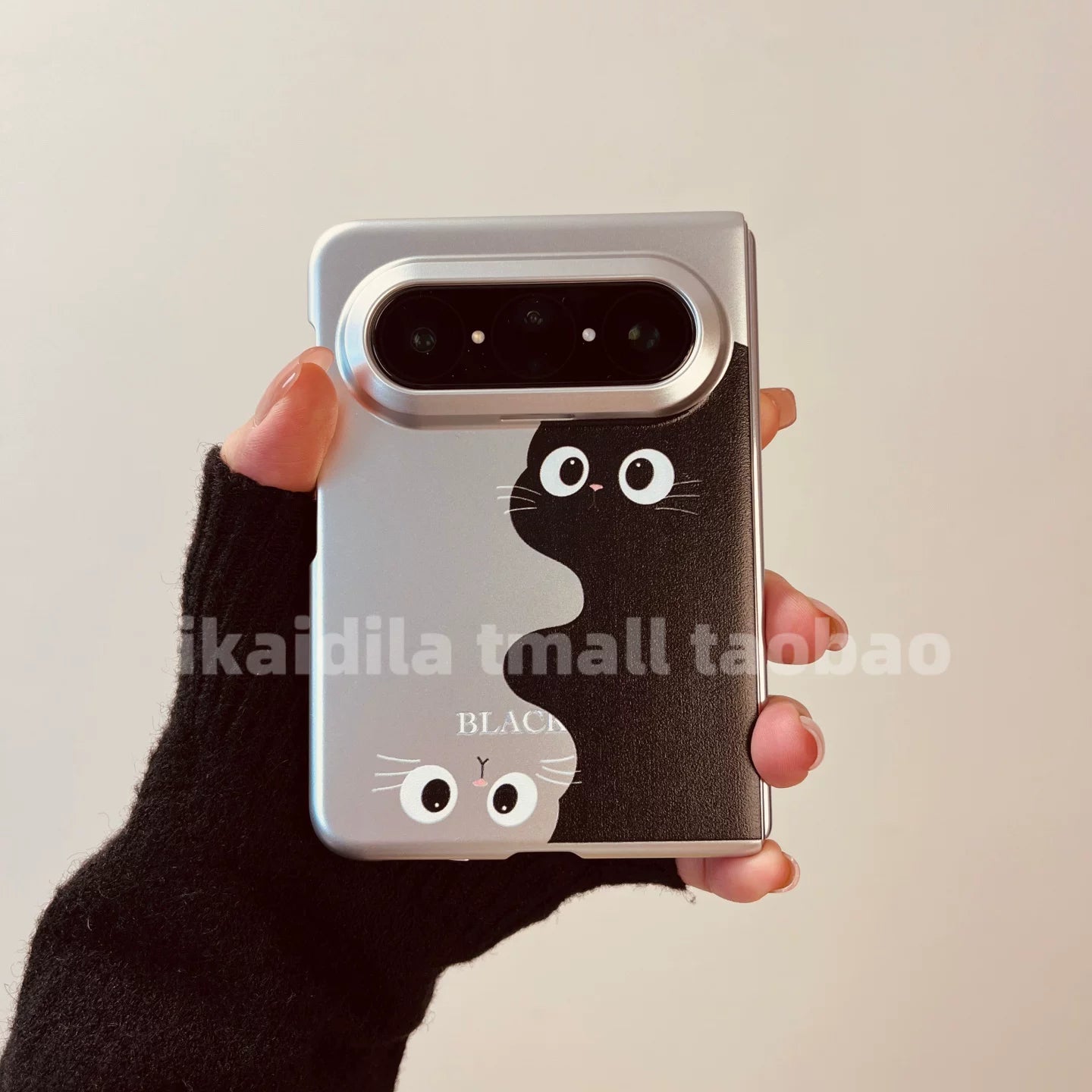 Ön çərçivə ilə Huawei puraxmax mobil telefon qutusu üçün uyğundur Purax2 böyük geniş qatlama ekranı HUAWEI cizgi filmi şəxsiyyəti qara pişik puraxmax kolleksiya versiyası asqılı elektrokaplama qoruyucu qutu ilə sevimli