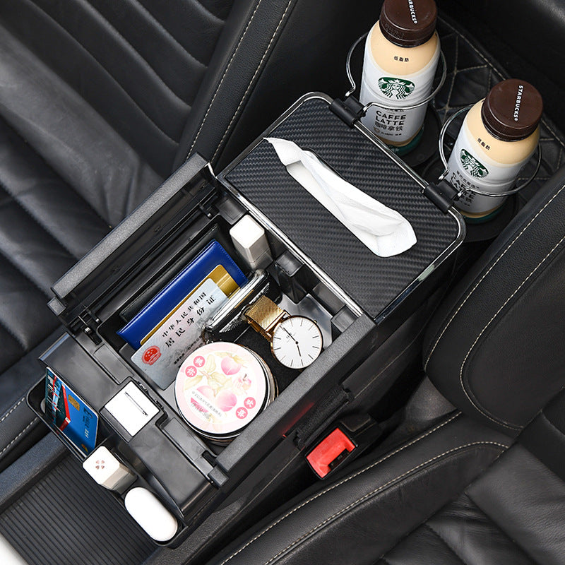Car armrest storage box, car organizer, multi-functional tissue box, cup holder, car interior decoration shelf