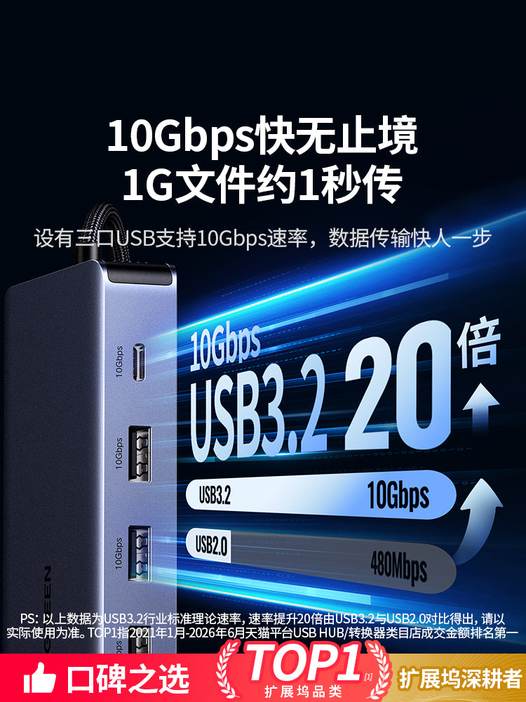 Green Alliance typec-dən HDMI genişləndirilməsi DP1.2 dörd ekranlı diferensial displey 4K60Hz proyeksiya dok stansiyası 2K displey bölünmüş ekran çevirici multi-interfeys funksiyası USB splitter kompüter noutbukları üçün uyğundur