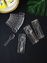 Kiçik qaşıq birdəfəlik pudinq dondurma çömçəsi sınaq dondurma desert jele qatıq mini plastik fərdi qablaşdırılır