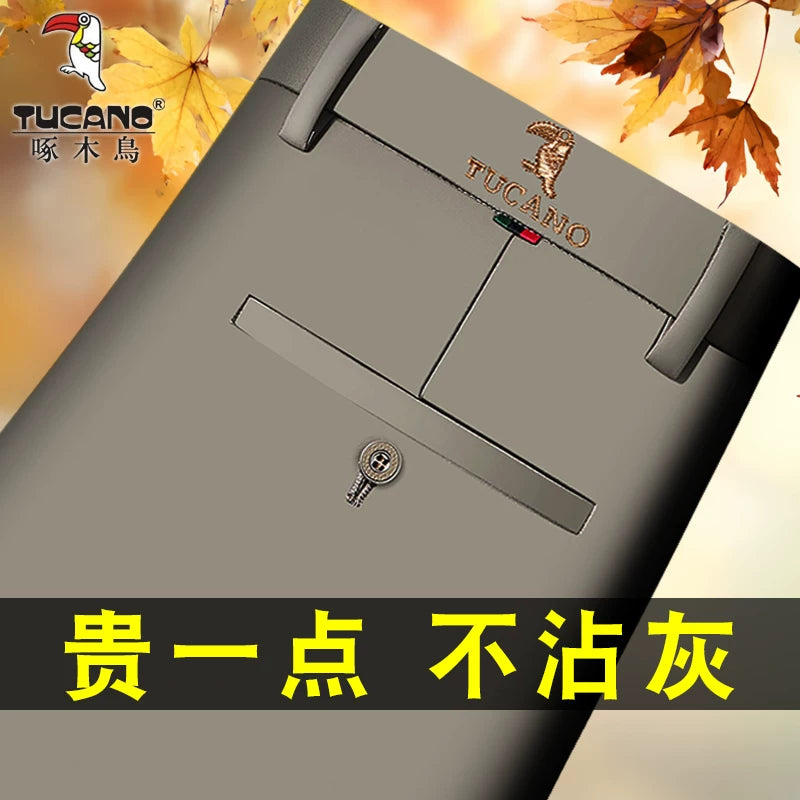 Woodpecker 2025 Yeni Kişi Gündəlik Şalvarı, Qış Yun Astarlı Qalın Şalvar, Düz Ayaqlı Boş Uzun Şalvar, Orta Yaşlılar üçün Don Şalvarı