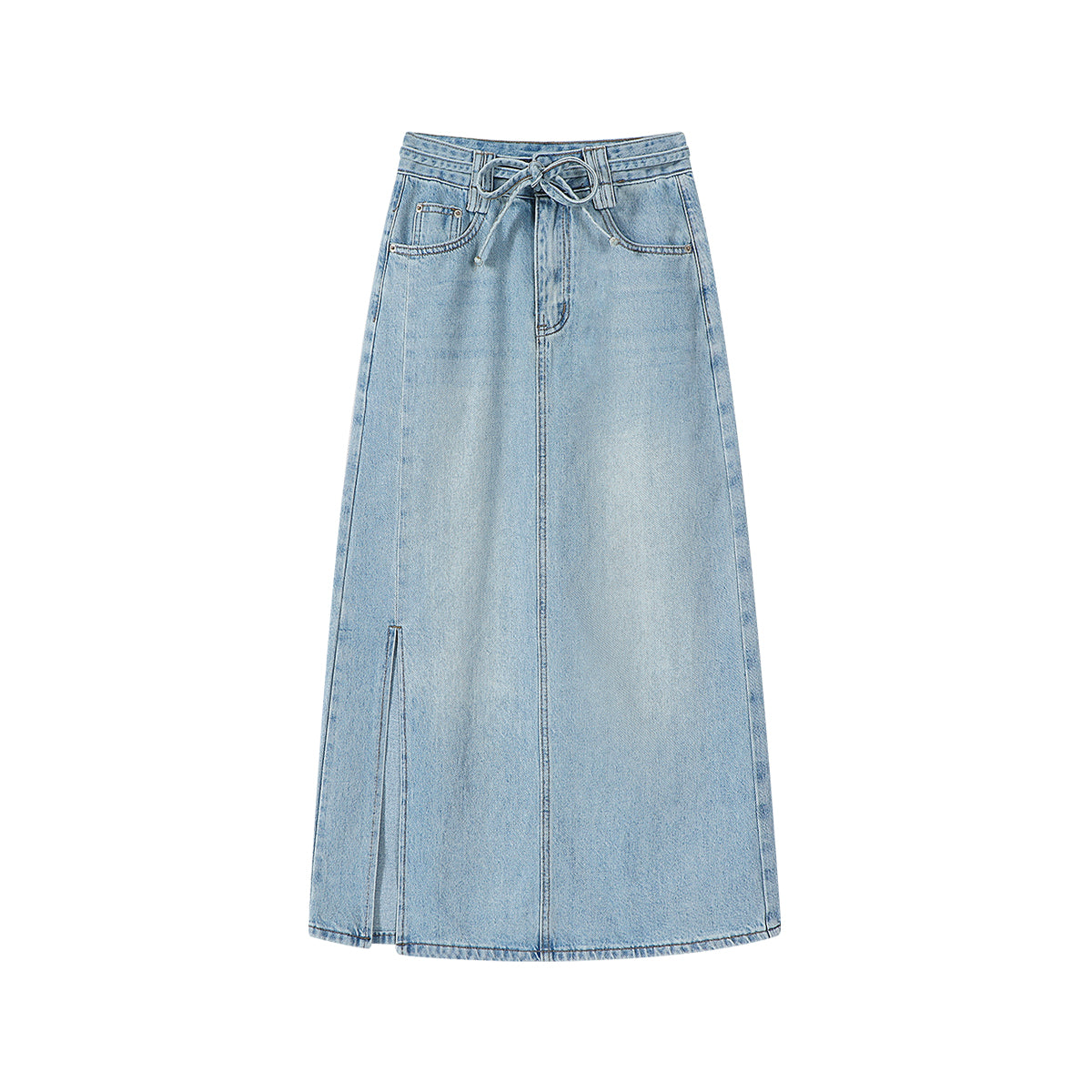 Cholisa-nın super şirin və özünəməxsus denim midi ətəyi, qadınlar üçün yeni yay stili, yüksək belli, arıqladan və zərifdir.