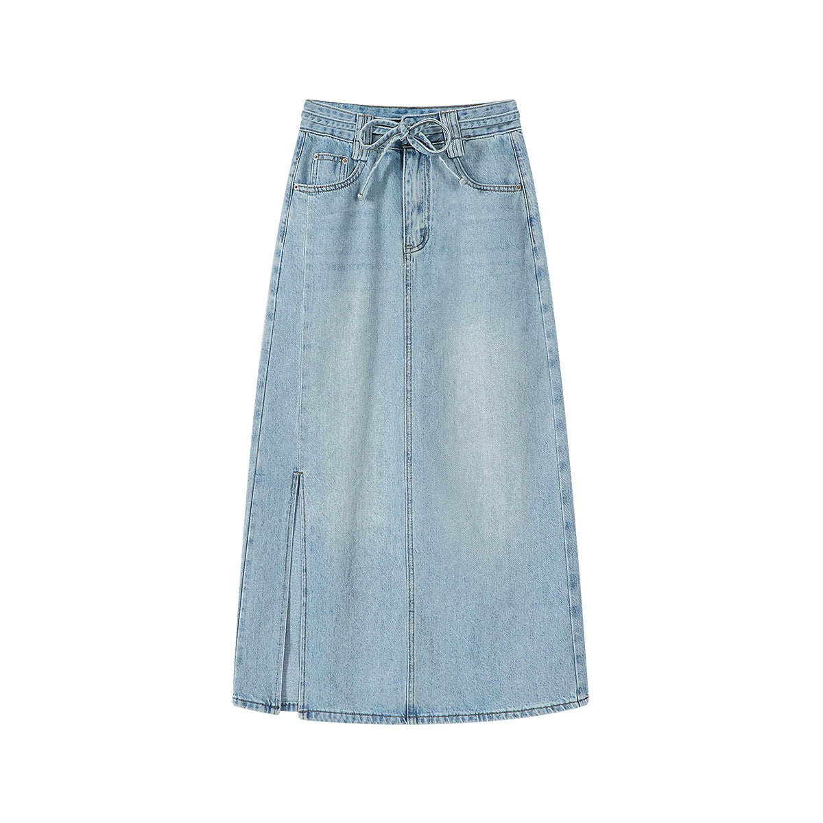 Cholisa-nın super şirin və özünəməxsus denim midi ətəyi, qadınlar üçün yeni yay stili, yüksək belli, arıqladan və zərifdir.