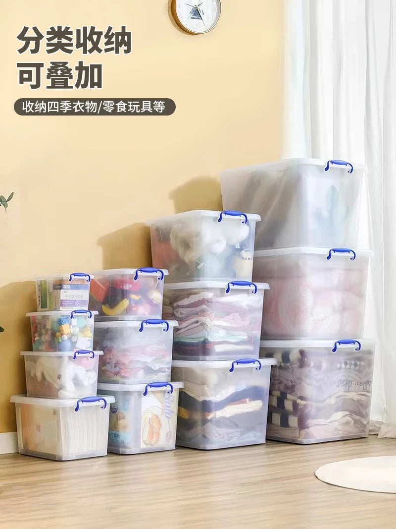 Hengda saxlama qutusu şəffaf plastik qutu plastik saxlama qutusu qalınlaşdırılmış böyük tutumlu geyim və dərman saxlama qutusu qutusu