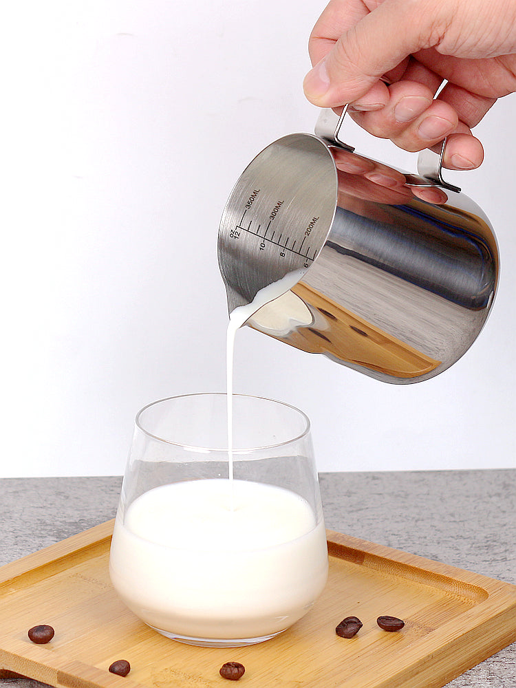 Latte sənət fincanı paslanmayan poladdan hazırlanmış süd köpüyü stəkan qalınlaşdırılmış qəhvə çaydanı dəbli qəhvə südlü çay dükanı ləvazimatları uclu ağızlı latte sənət silindri