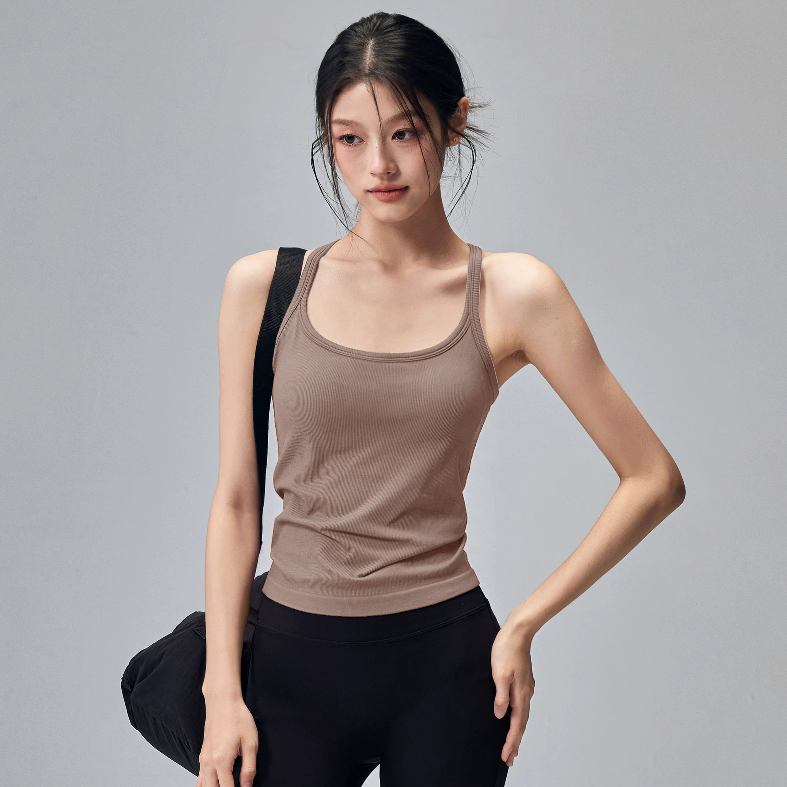 Fitness qız yoqa jileti I formalı zərbəyə davamlı hamısı bir yerdə idman büstqalteri xarici geyimi elastik asma Pilates top