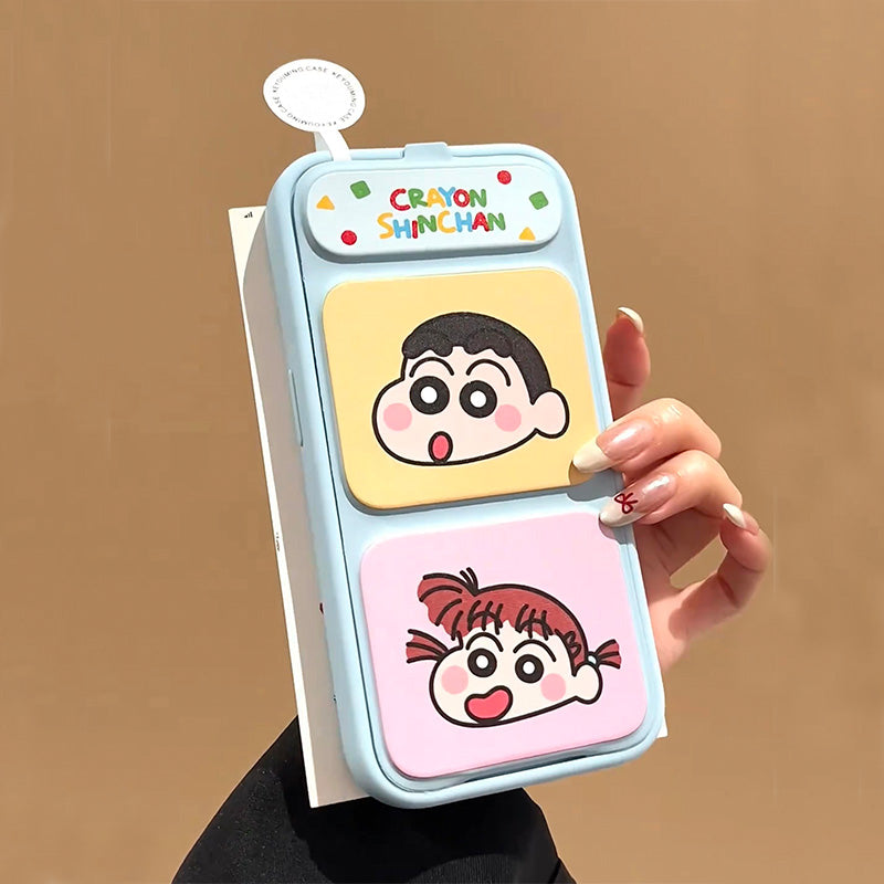 Cizgi filmi rəngli karandaş Shin-chan Apple Xiaomi 17Promax mobil telefon qutusu iPhone16Pro üçün uyğundur maqnit flip dəri tutucu 15/14/13/12/11 Huawei MATE70/p60/50 qoruyucu örtük