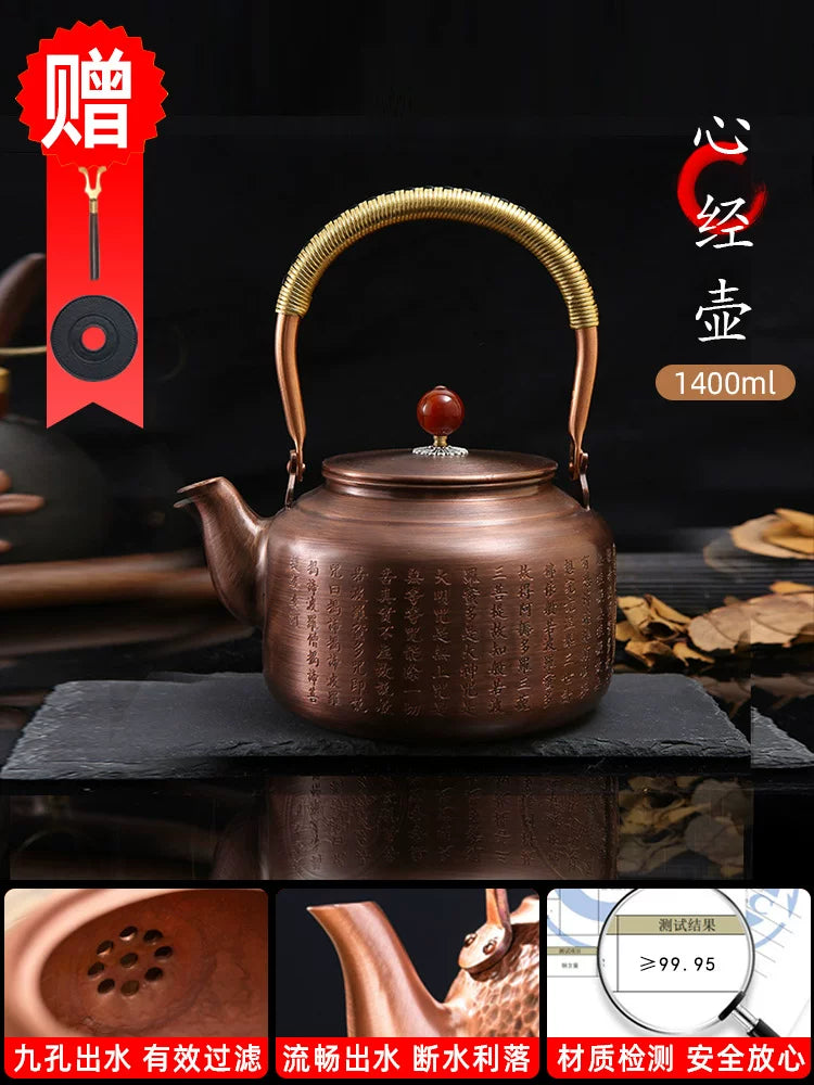 Mis qazan, çaynik, çaynik, mis soba, mis çaydan, təmiz əl işi açıq ocaq çaydanı, təmiz mis, böyük tutumlu