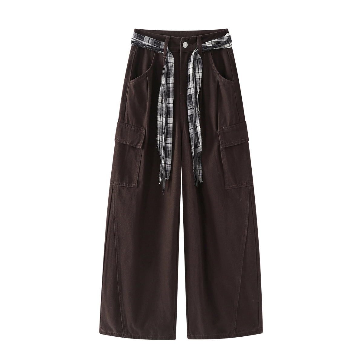 Chorlisa Retro Gündəlik Yük Şalvarı Qadınlar üçün 2025 Yeni Payız Maillard Yüksək Belli Seksual Geniş Ayaqlı Cins Şalvar