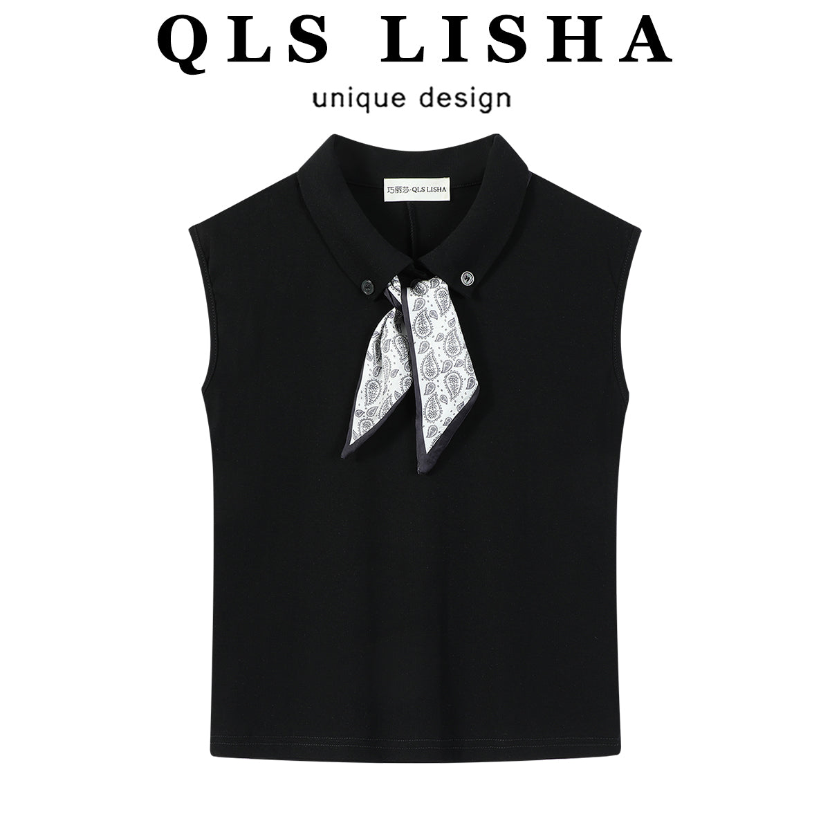 Cholisa Koreya üslubunda qadınlar üçün unikal və gözəl yaxalıqlı qolsuz jilet, rahat yay görünüşü üçün mükəmməldir.