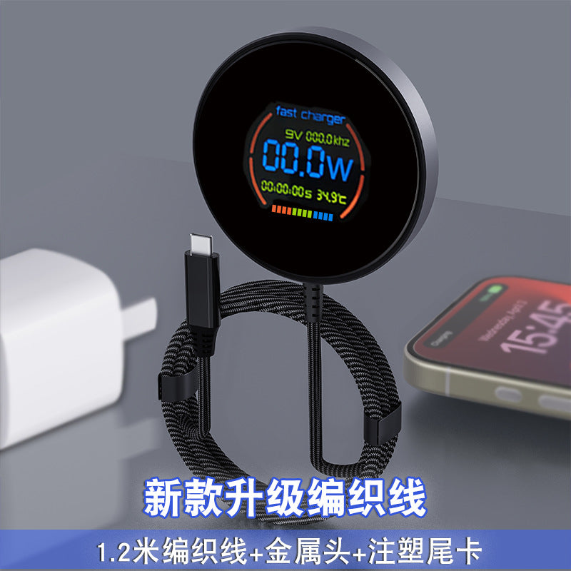 Original manufacturer's new digital display magnetic wireless charger, MagSafe 15W fast charging tempered glass digital display wireless charger.