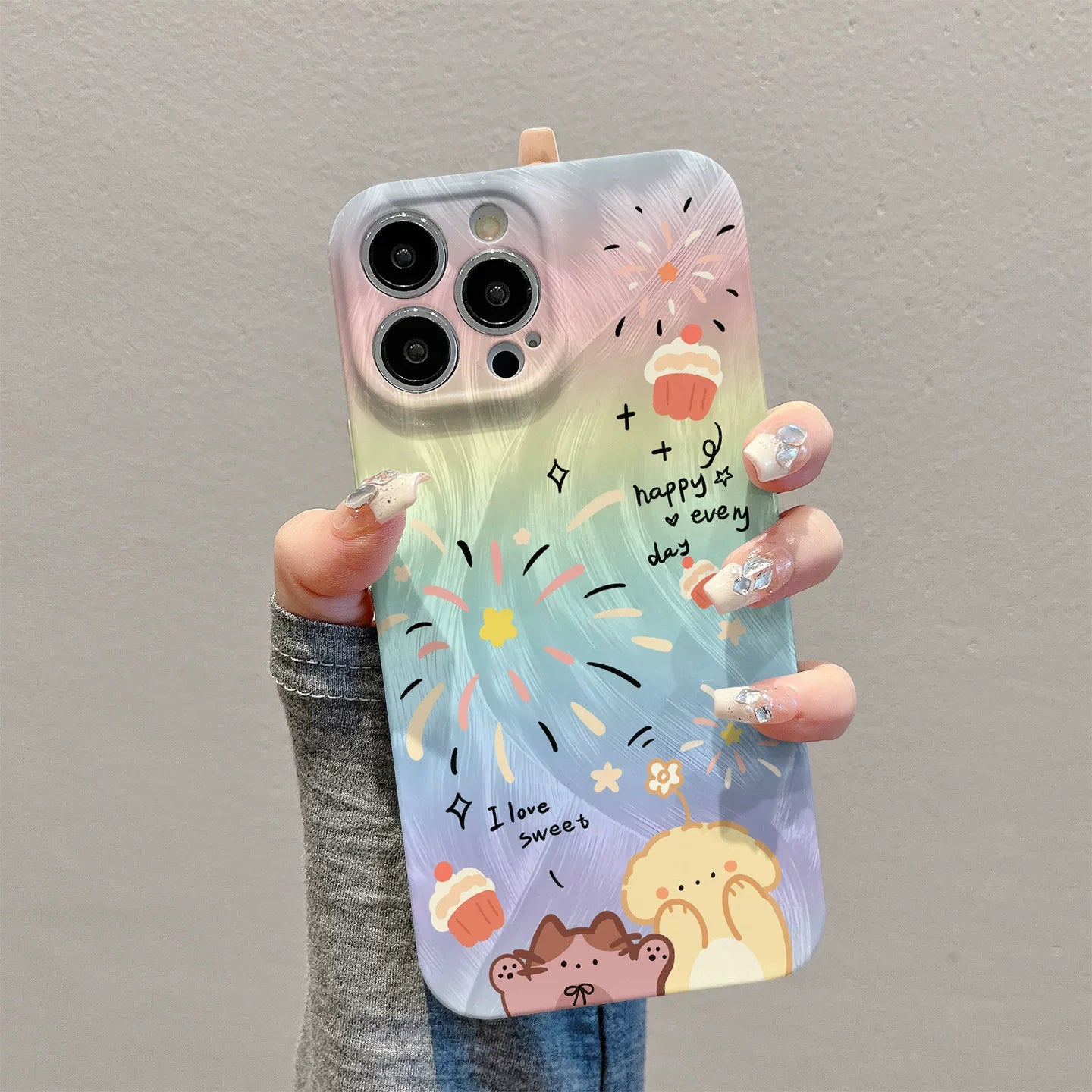 Apple Huawei vivo Xiaomi oppo Redmi Honor OnePlus iPhone17 mobil telefon qutusu 16promax film 15 yaraşıqlı 14 yeni üslub 13 moda 12 qadın mate70 üçün uyğun olan gradient atəşfəşanlıq pişiyi