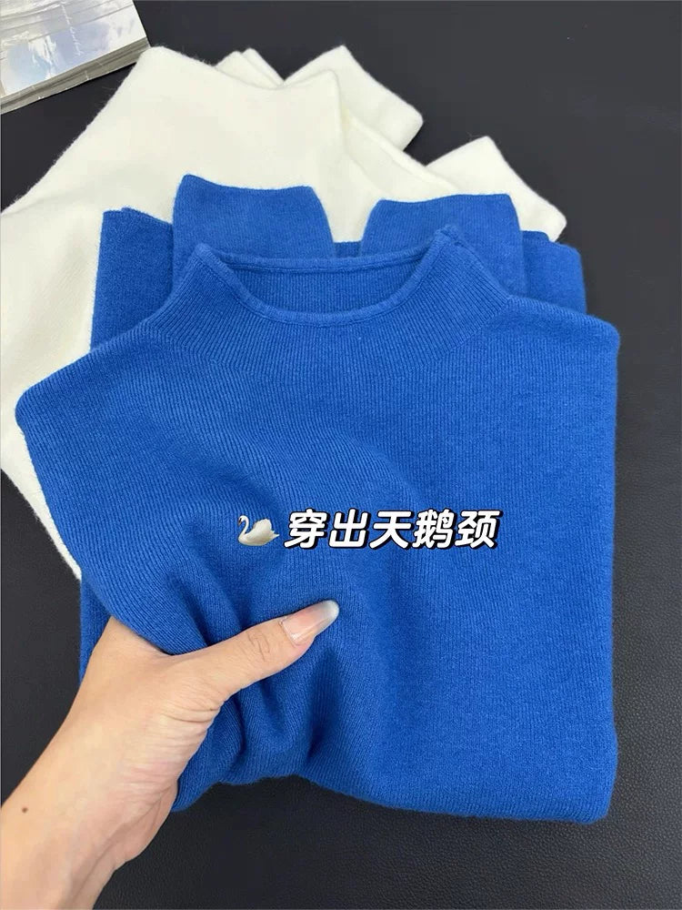 2025-ci ilin payız ayı üçün yumşaq və rahat yaxalıqlı sviter, sadə və dəbli, hündür yaxalı toxunma alt qat, qış topu