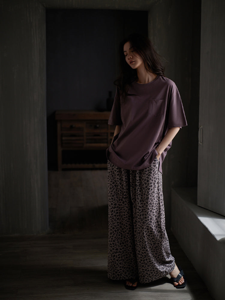 Tongyu yeni qadın pijama yaz və yay modal pambıq qısaqol şalvar kostyum bəbir naxışlı nazik üslubda ev paltarından kənarda geyinmək olar