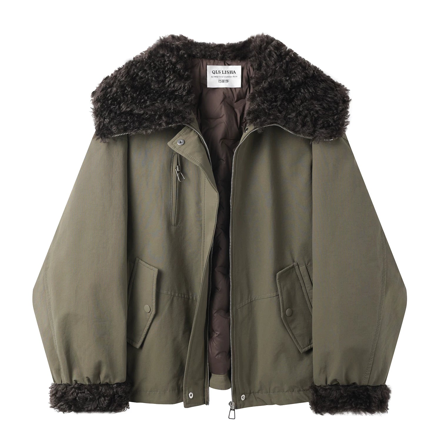 Cholisa Quzu Yunlu Yaxalıqlı Parka Palto, 2025 Yeni Qadın Qış Modeli, Bu İlin Populyar və Dəbli Aşağı Gödəkçə