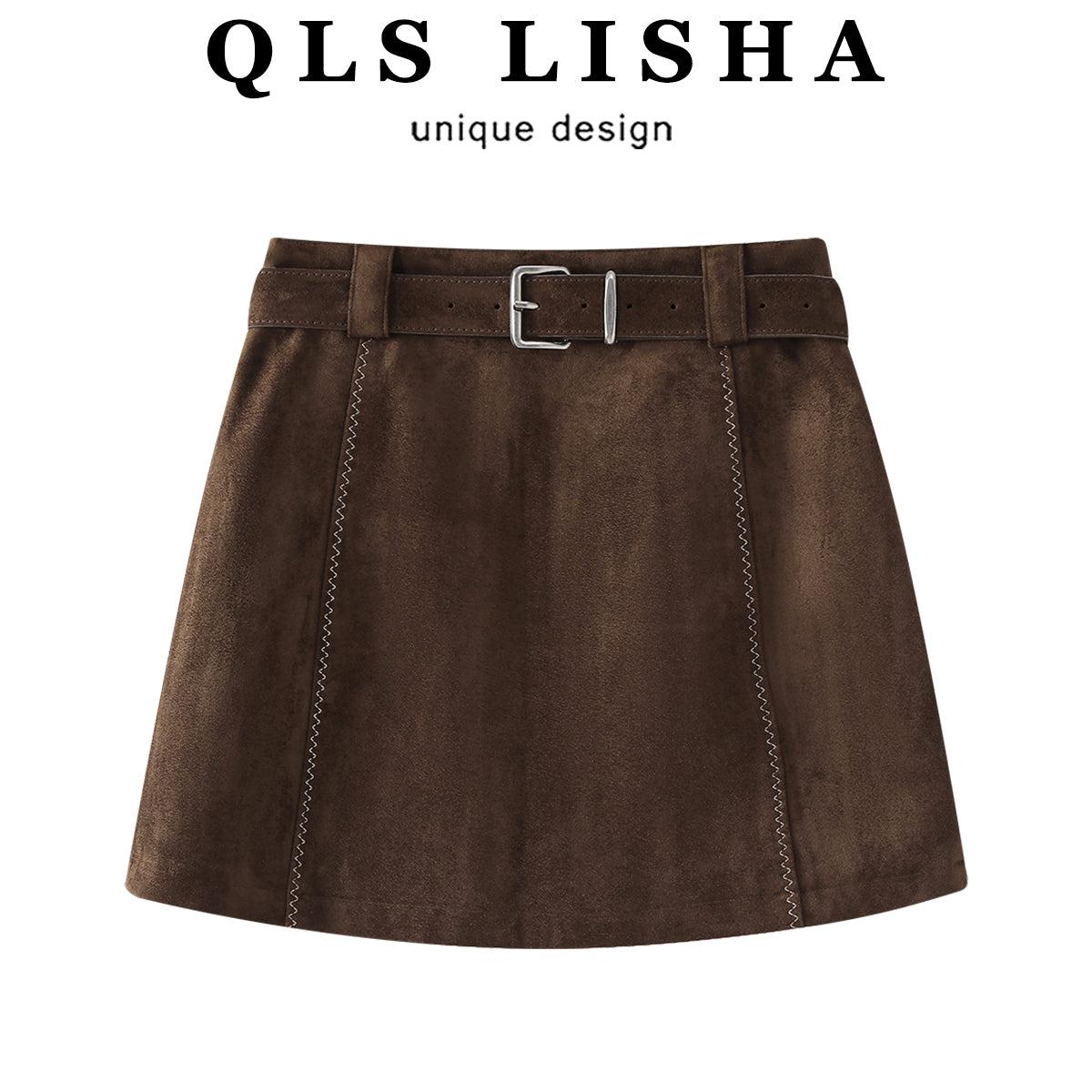 Cholisa zamşa midi ətək, qadın geyimləri, 2026 yaz, payız və qış yeni stili, Merard qəhvəyi rəngli bodikon ətək, A-xəttli qısa ətək