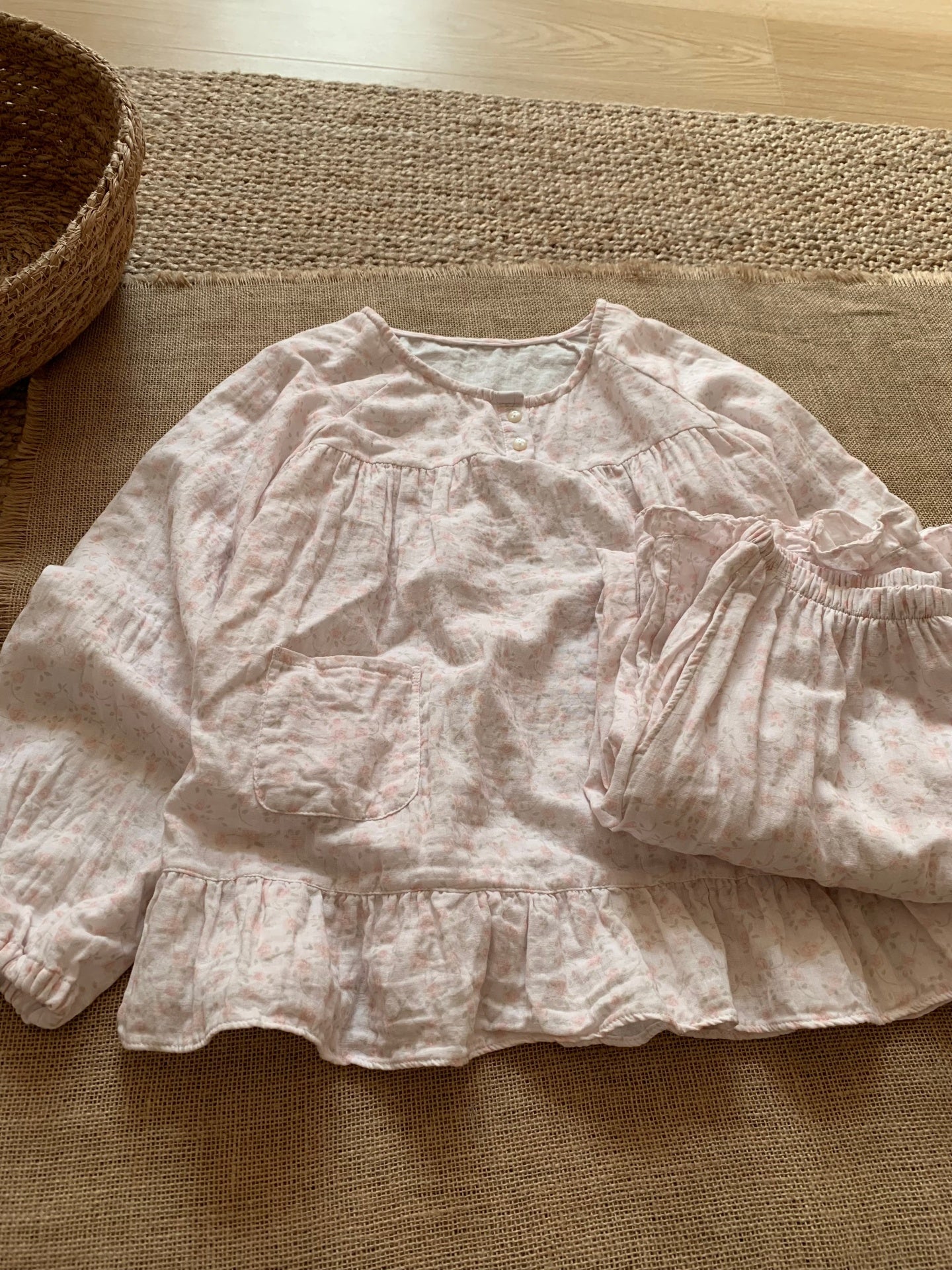 Pambıq köpüklü yaz yuxu çiçəkli pambıq pijama qadınlar üçün yay pambıq ikiqat iplik dəyirmi boyun qısaqol uzunqol kostyum ev geyimi