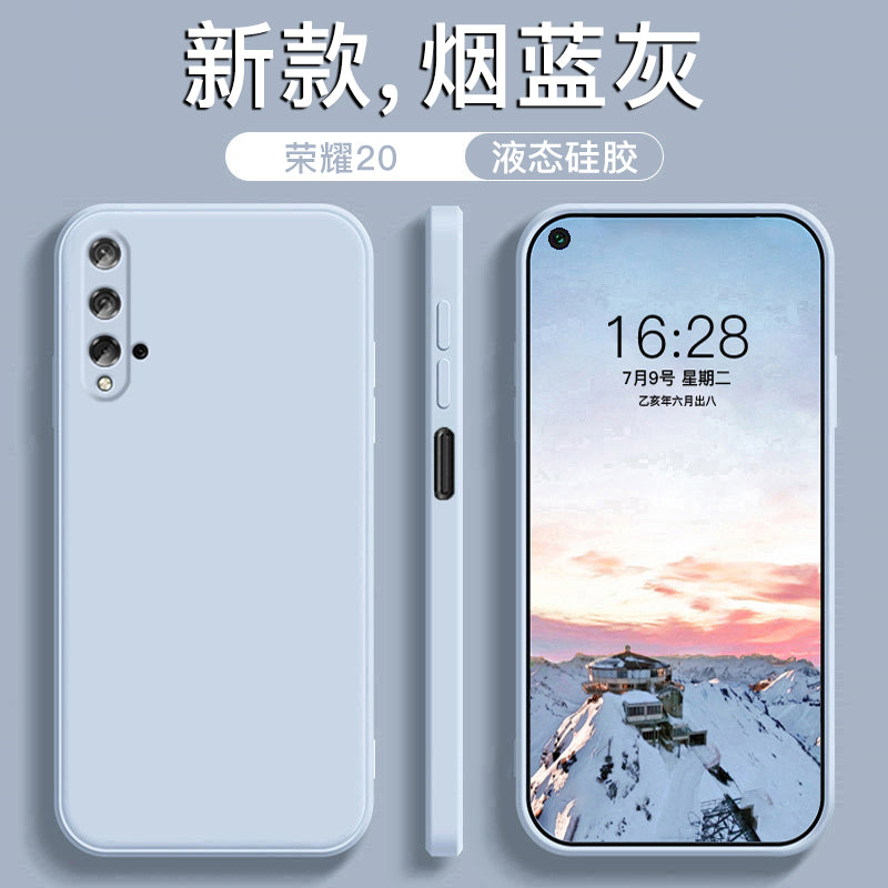 Honor 20 mobil telefon qutusu silikon yeni maye honor Honor 20 Youth Edition hər şey daxil Honor 20pro düz kənar kişilər və qadınlar düşməyə qarşı Honor 20s düz rəngli cüt şaxtalı qoruyucu örtük üçün uyğundur