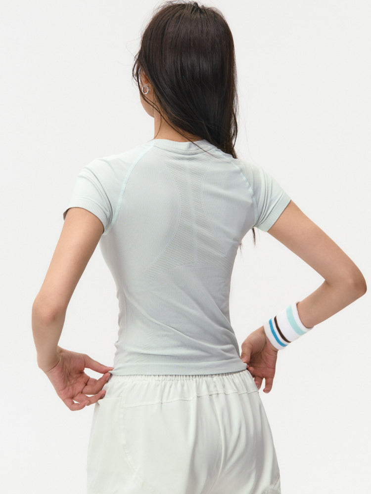 Ağır Atletika Fairy Yeni Yay Yüngül İncə İdman Qısaqol Qadın Pilates Təlim Fitness Tez Quruyan Yoqa Üstü