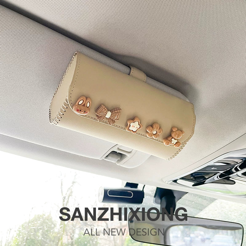 Cizgi filmi heyvan avtomobili eynəkləri saxlama qutusu, yaradıcı avtomobil günəş gözlüyü, eynək və bilet tutacağı, çoxfunksiyalı avtomobil saxlama qutusu