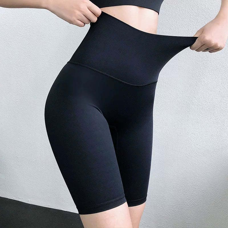 annerun yüksək belli qarın nəzarət idman şortu qadın sıx velosiped şalvarları tez quruyan qaçış fitnes şalvarları çılpaq yoqa şalvarları