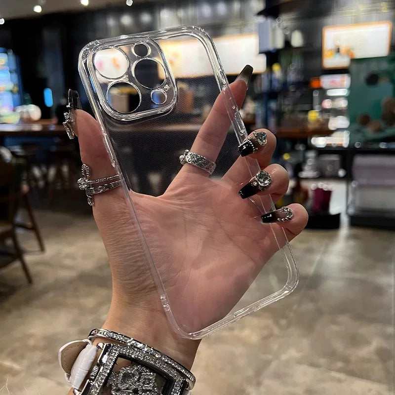 Telefonun yumşaq qabığı zədələnmir iphone16promax cib telefonu qabı 15pro şəffaf silikon yumşaq qabıq Apple 17proMax qabaqcıl ultra nazik 14plus sadə düşməyə qarşı 13/12 hər şey daxil qoruyucu örtük