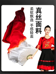 Parlaq fanat rəqs pərəstişkarı ipək uzadılmış ipək ilə bükülmüş tünd qırmızı rəqs performansı müsabiqəsi Çin üslublu Wanjiang Kyushu Tong