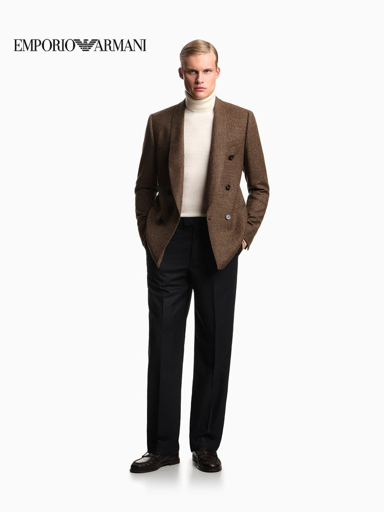 EMPORIO ARMANI/Armani Winter New Men's High Collar Wool Cable Knit Sweater