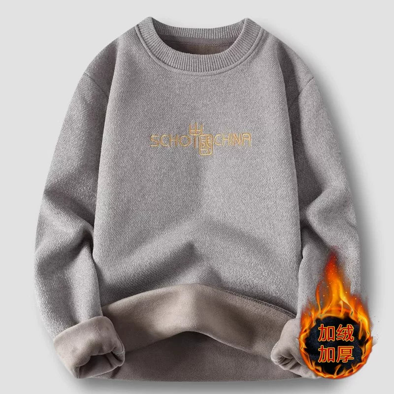 Kişilər üçün bir hissəli yun sviter, yeni payız və qış modası, isti şenil yun astarlı alt paltarı, kişilər üçün dairəvi yaxalı trikotaj geyim.