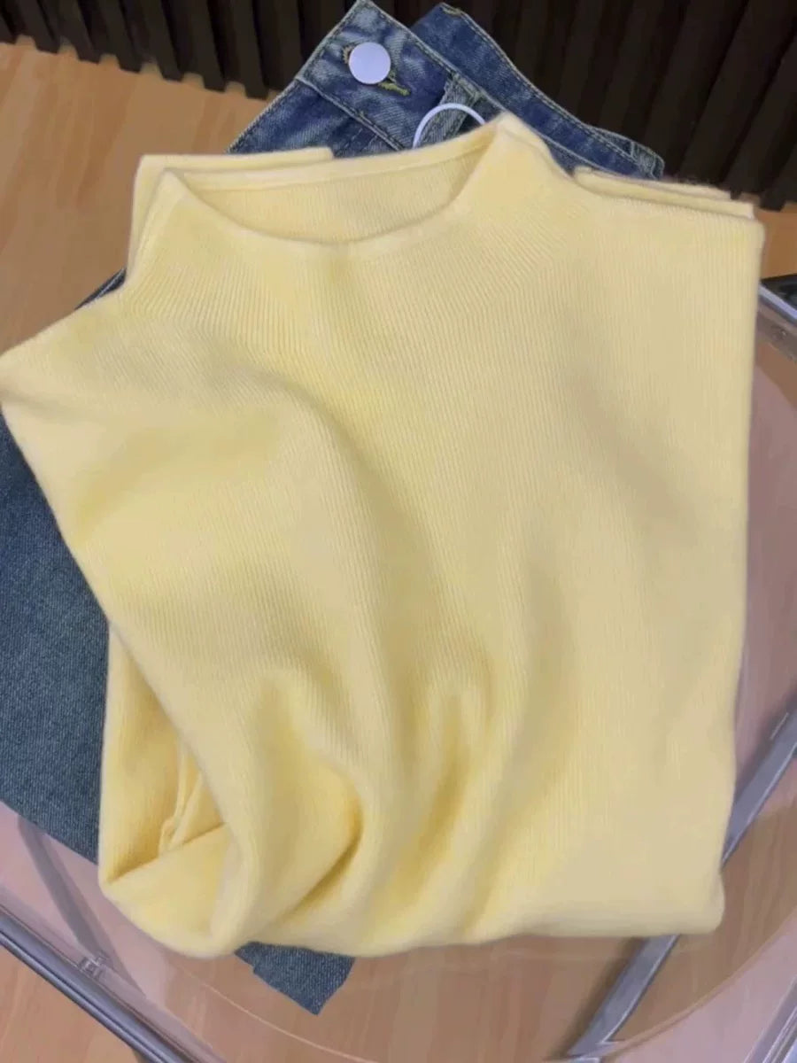 2025-ci ilin payız ayı üçün yumşaq və rahat yaxalıqlı sviter, sadə və dəbli, hündür yaxalı toxunma alt qat, qış topu