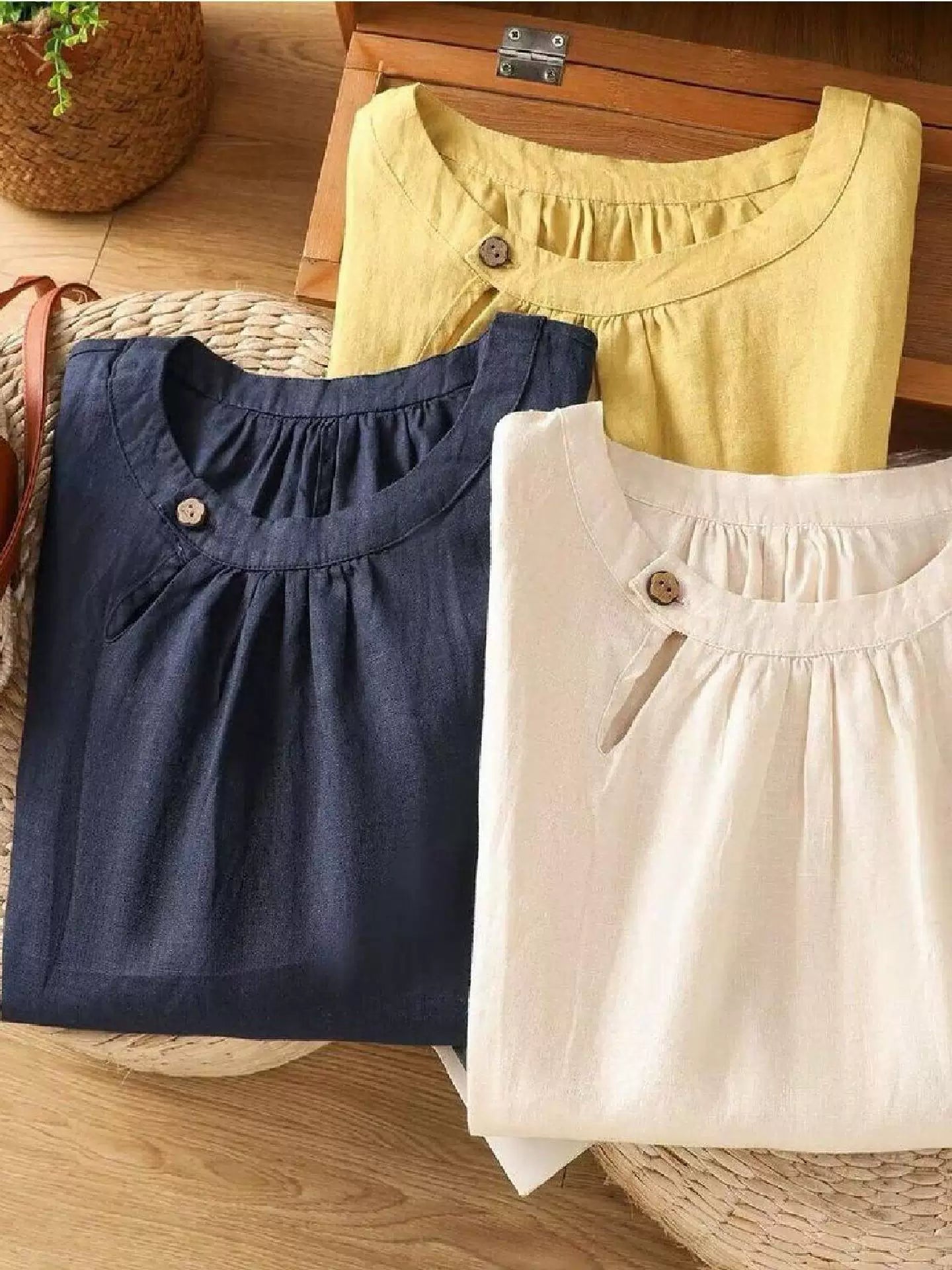 Qadınlar üçün retro qolsuz pambıq və kətan köynək yay nazik yeni Çin üslublu təsadüfi yüksək səviyyəli kətan top pullover