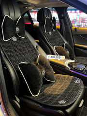 Linen car seat cushions, for all seasons, premium feel, new style, women's seat cover, star-shaped car seat cover and cushion set, five-piece.