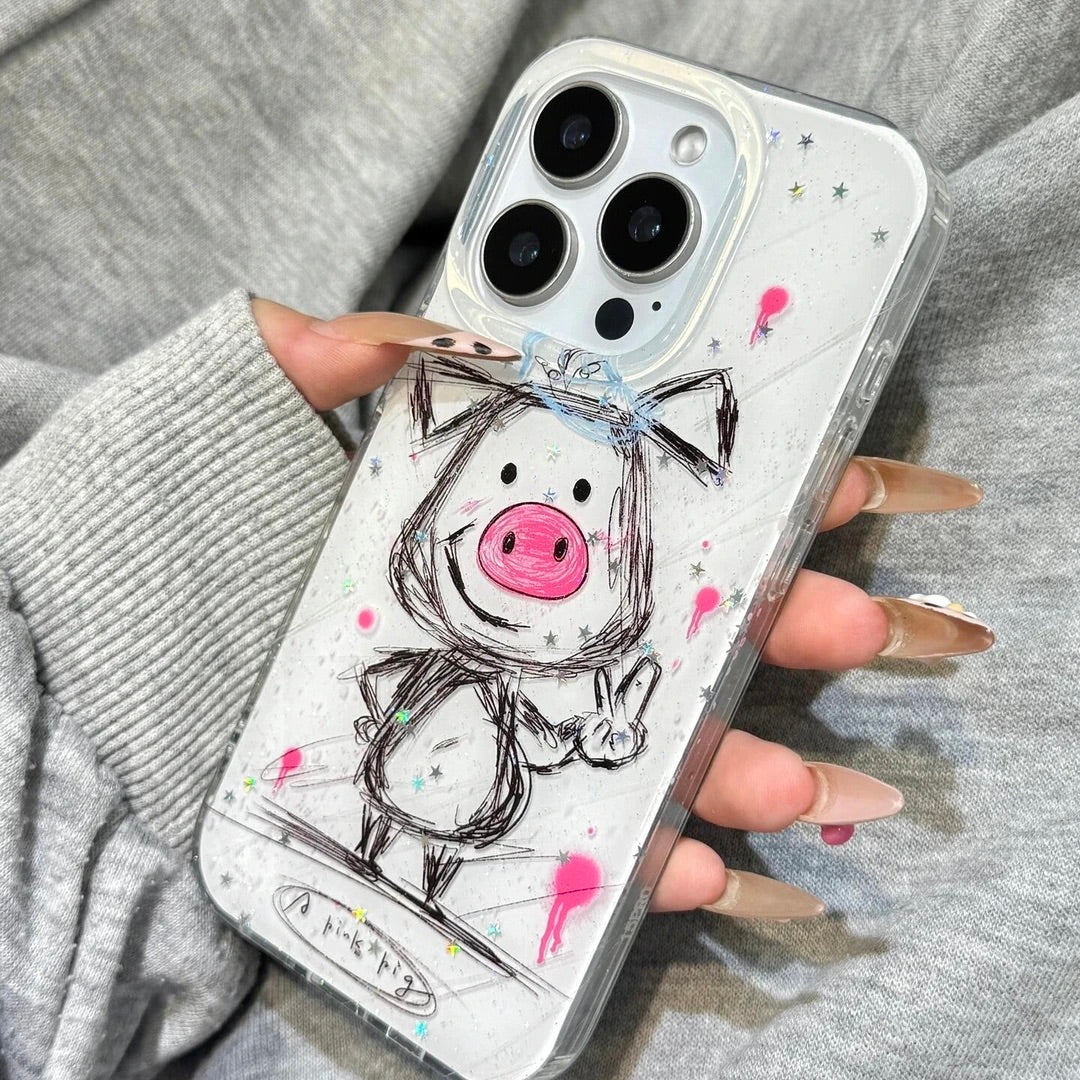 Sevimli Biye piggy Apple 16 promax mobil telefon qutusu iphone17 one plus 1314 qırmızı düyü k80 supreme darı 15 glory 3009080 qoruyucu örtük 50 Huawei mate706040