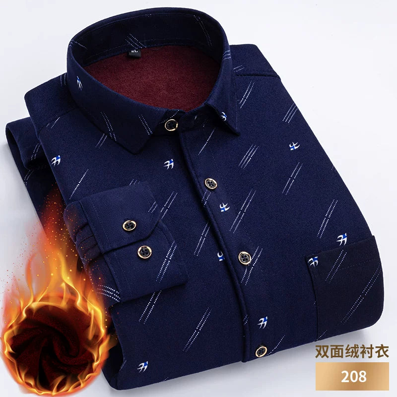 Paul Winter Kişilər, Orta Yaşlı və Yaşlılar üçün İsti Uzunqol Köynək, Gündəlik, Yun Astarlı, Qalın, Böyük Ölçülü Dama-dama Köynək