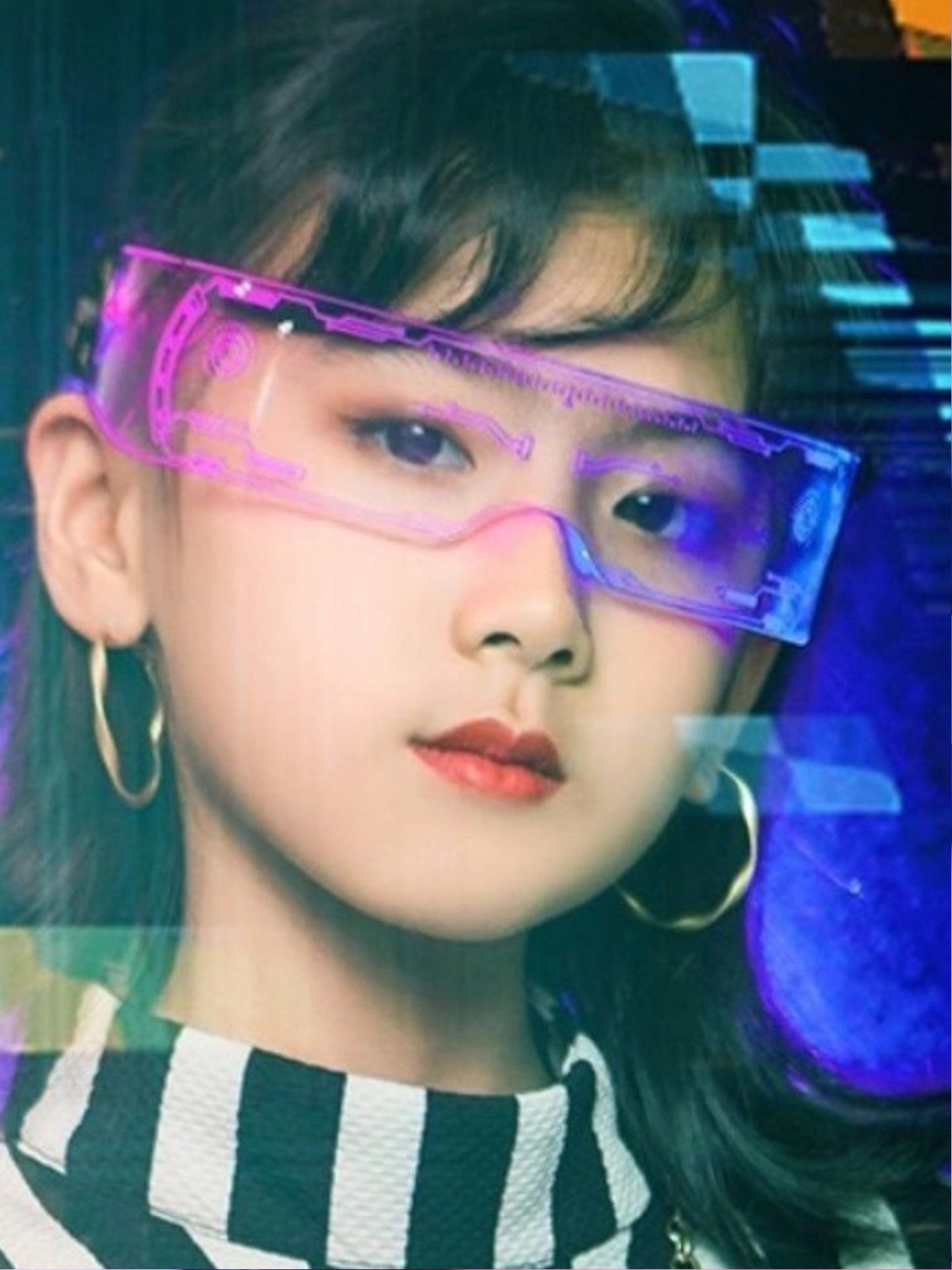 Cyberpunk LED işıq yayan eynəklər İnternet məşhuru rəng dəyişdirən avadanlıq gələcək texnologiya hissi uşaq performans rekvizitləri elmi fantastika trendi