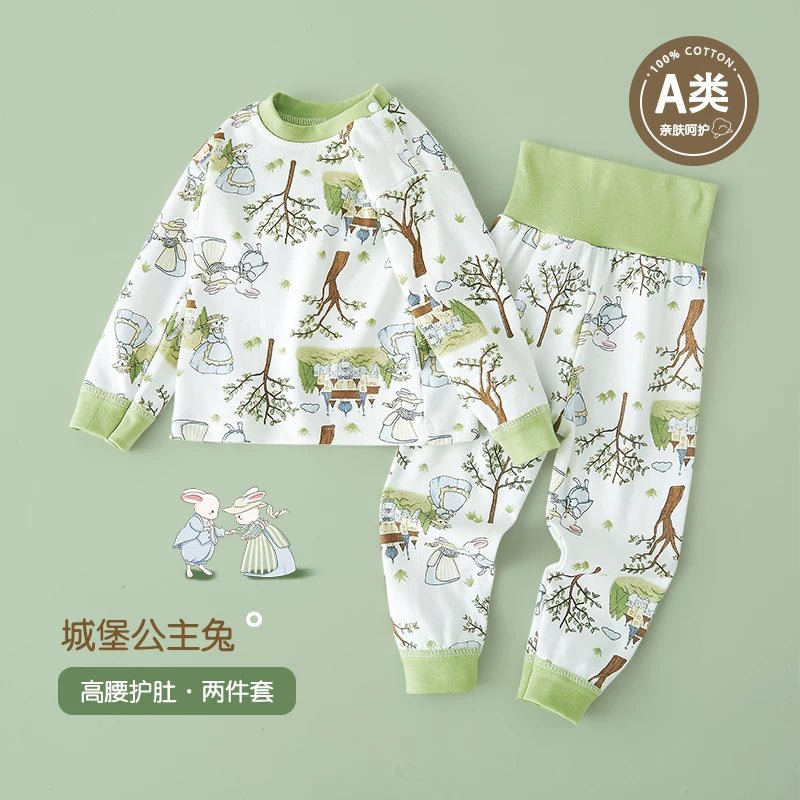 Körpə termal alt paltarı dəsti, təmiz pambıq, alt paltarı, qarın qoruyucusu, payız geyimləri, oğlan və qızlar üçün uzunqol pijamalar, uşaq ev geyimləri