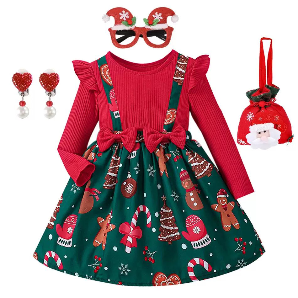 Yeni Uşaq Milad Donu Qızlar Geyimləri Payız Qış Şirin Kaliforniya