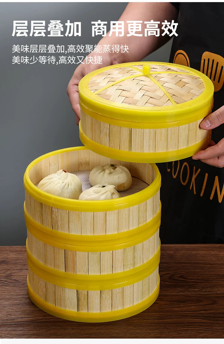 Xiaolongbao Shaxian köftesi məişət plastik bambuk buxarda satılan Kanton tipli səhər çayı Honq Konq tipli dim sum qəfəsli düyü
