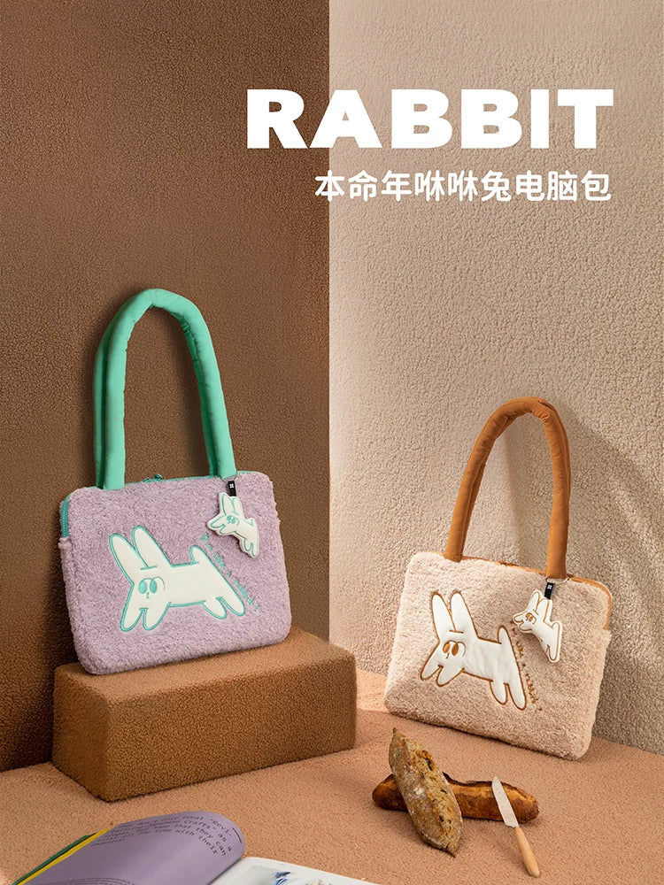 Nbear 咻咻Rabbit portativ noutbuk çantası 13/14 düymlük MacBook Apple ipad Lenovo Huawei mate planşet saxlama çantası orijinal Koreya və Yapon sevimli təmtəraqlı tikmə