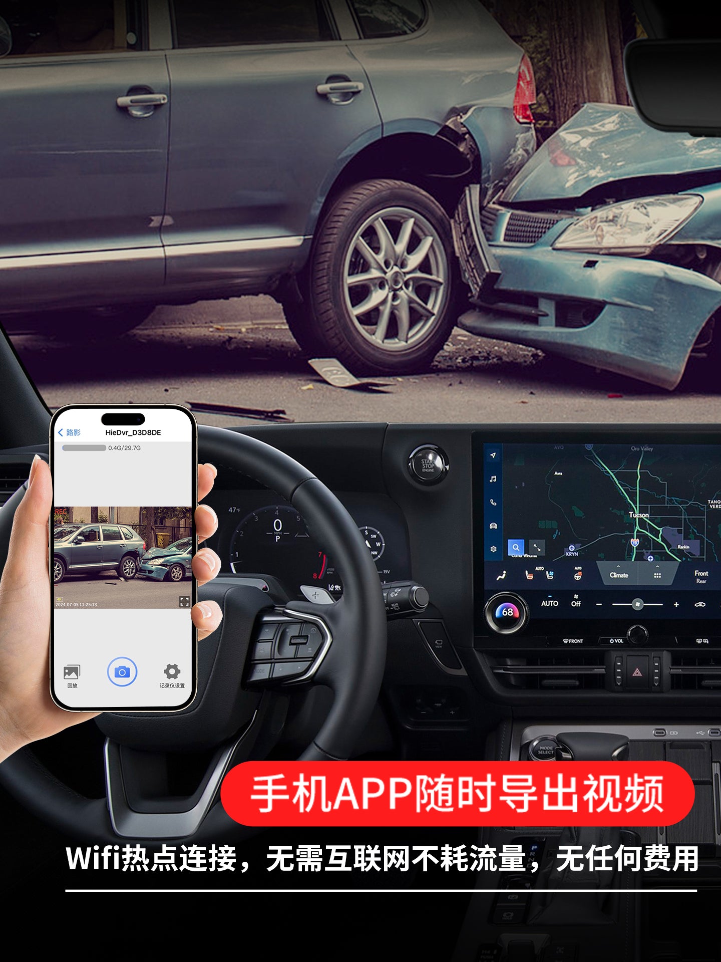 24-25 Lexus GX550h modelləri üçün yüksək dəqiqlikli kameraya malik xüsusi ötürücü kamera modifikasiyası.