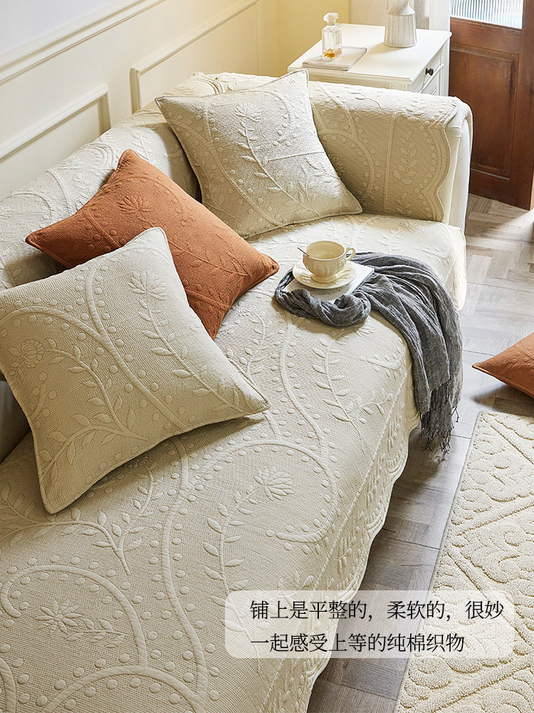 Manyue Home Nanzhi və Ye Fransız Retro Divan Yastığı Oturacaq Yastığı Arxa Örtük Dörd Fəsil Universal Divan Örtüsü