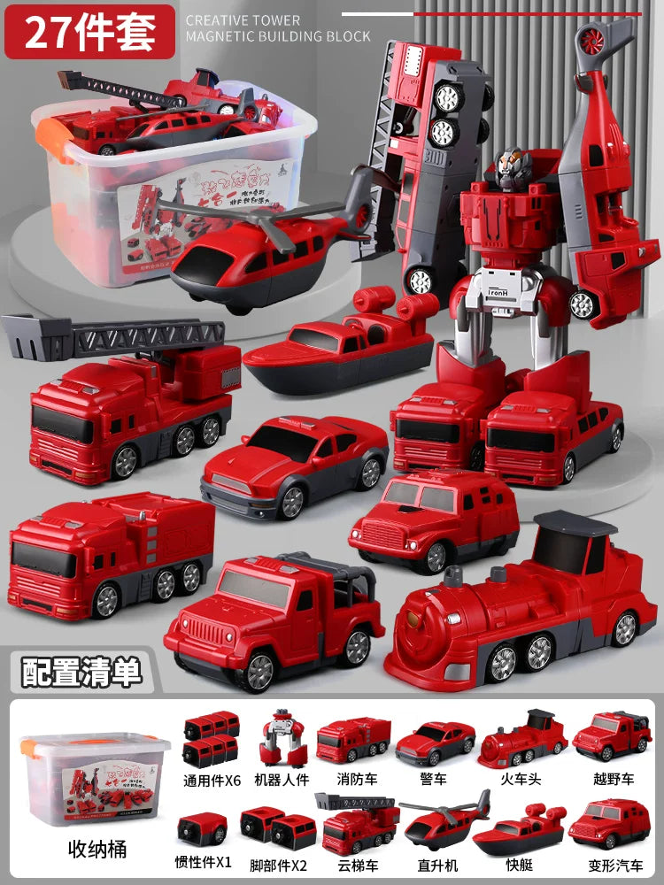 Maqnit tikinti blokları, uşaq oyuncaqları, təhsil, transformasiya, montaj, mühəndislik vasitəsi, robot, 6 yaşlı uşaqlar üçün Milad hədiyyəsi.