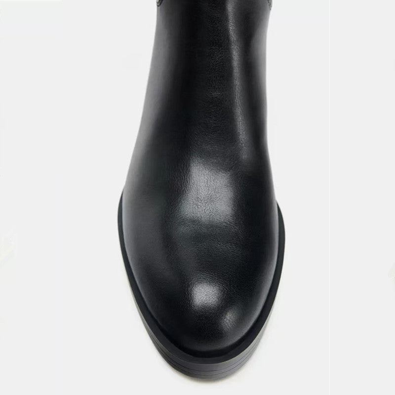 ZA2025 New Autumn/Winter Women's Boots, High Thick Heel Riding Boots, Women's Martin Boots, High Chunky Heel, Round Toe, Flat Boots