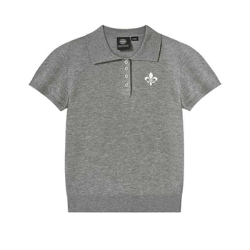 PALLADIUM Paladin üst naxışlı fleur-de-lis qadın qısaqol Polo köynək 1913899