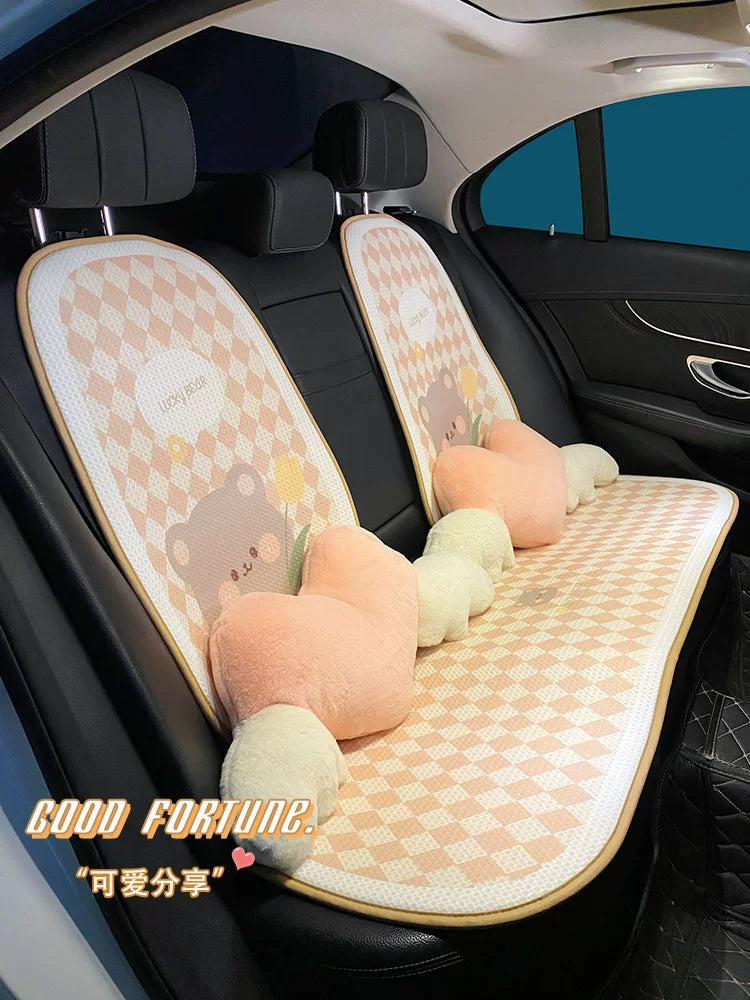 New winter luxury cartoon car seat cover, cute and breathable driver seat cushion, suitable for all seasons, for women.