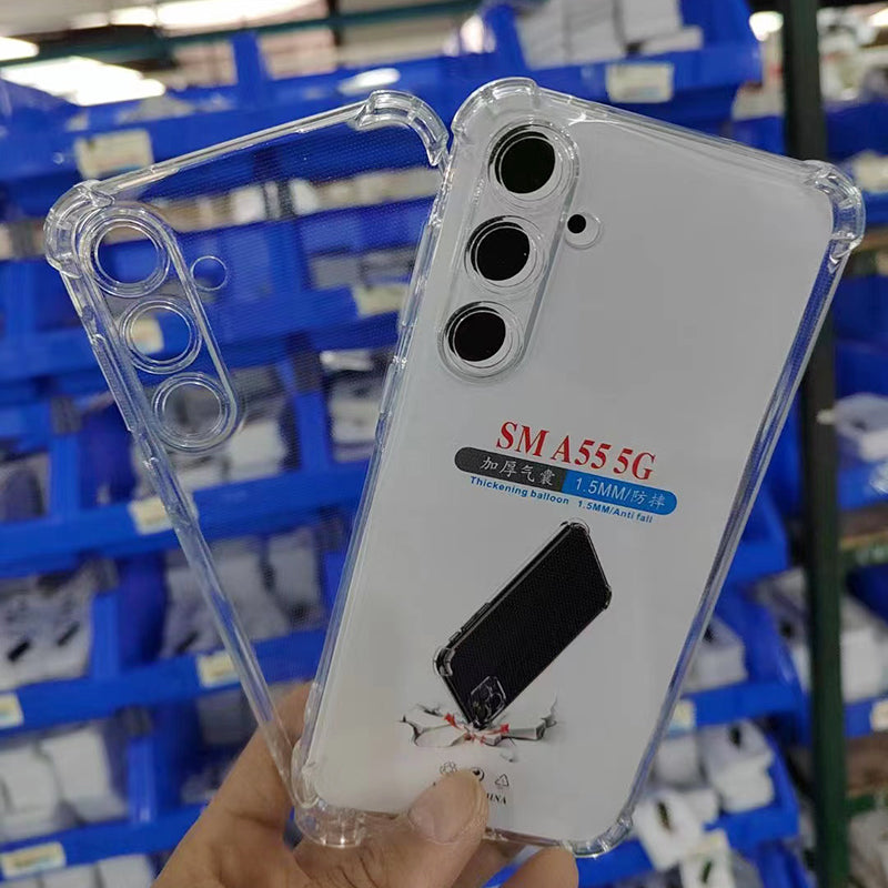 Samsung A17 A07 mobil telefon qutusu üçün uyğundur 1,5 mm dörd künc qalınlaşdırılmış şəffaf düşməyə qarşı qoruyucu örtük A14 A34 A54 A04E M54 yumşaq qabıq A16 A06 A26 A36 hər şey daxil A56A55
