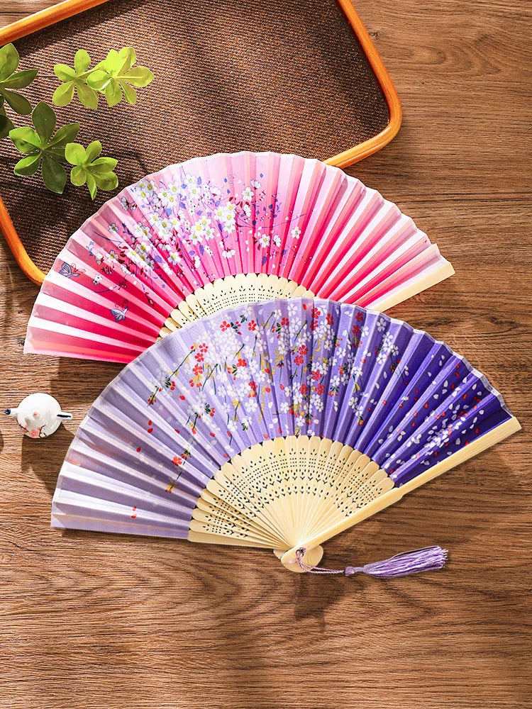 Fan Qədim üslubda qatlanan fan Çin üslubunda rəqs rəqsi uşaq yay Hanfu qadın cheongsam mürəkkəb boyama qatlanan kiçik kağız fanat