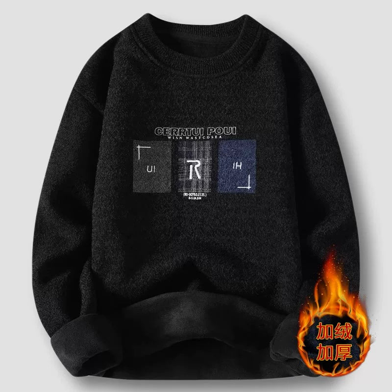 Kişilər üçün bir hissəli yun sviter, yeni payız və qış modası, isti şenil yun astarlı alt paltarı, kişilər üçün dairəvi yaxalı trikotaj geyim.