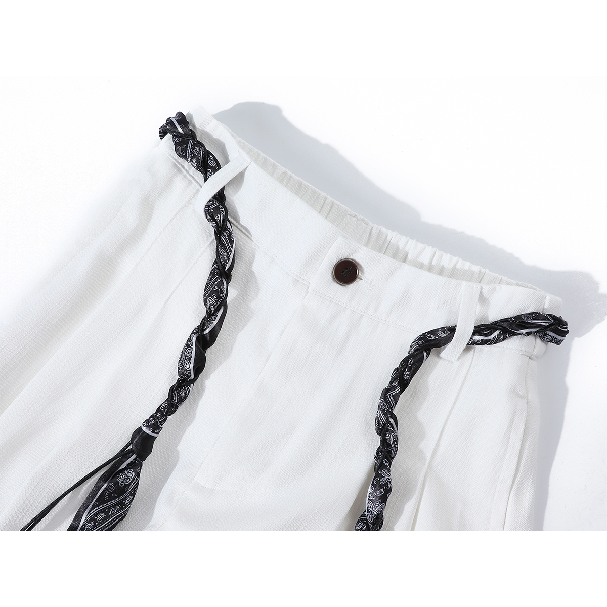 Cholisa çox yönlü ağ qadın pərdəli gündəlik şalvar, 2025 yeni erkən payız yüksək belli, boş, enli şalvar