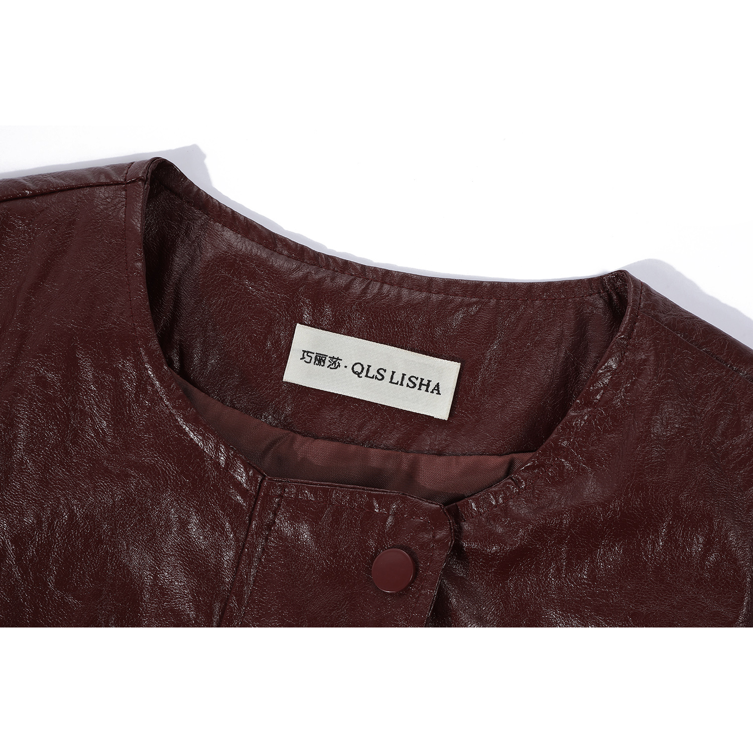 Chola Lisa Erkən Payız Modası Qolsuz Dəri Gödəkçə Qadın Dizaynı Unikal Dəyirmi Yaxalı Boş Üst